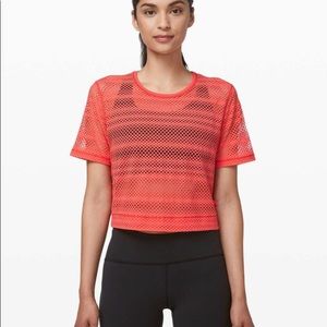 Lululemon Sweat Your Heart Out Short Sleeve Red Orange Size 2